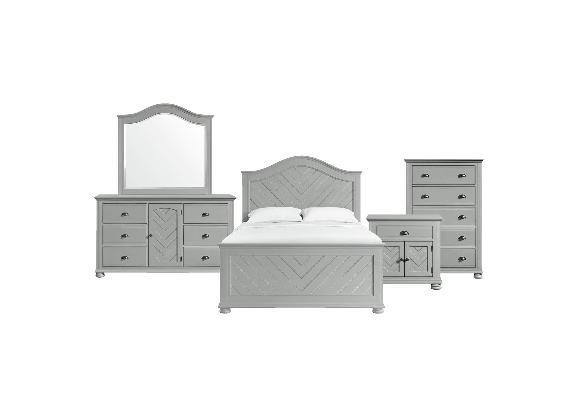 Kona Queen Panel 5 Piece Bedroom Set In Grey image 15