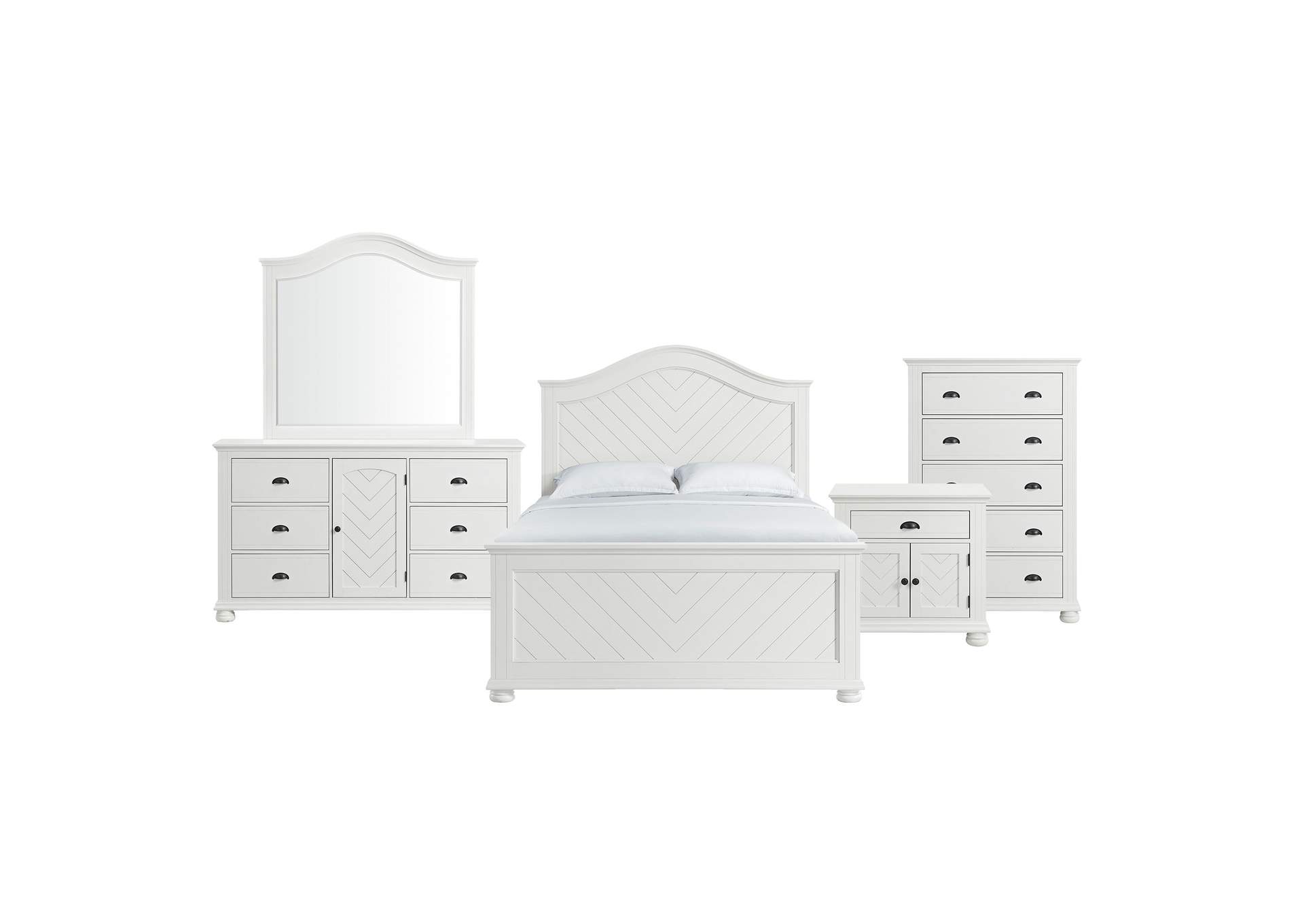 Kona Queen Panel 5 Piece Bedroom Set In White image 17