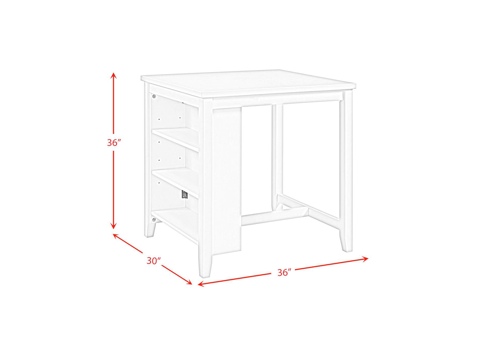 Kona Storage Counter Table With Shelving In White
