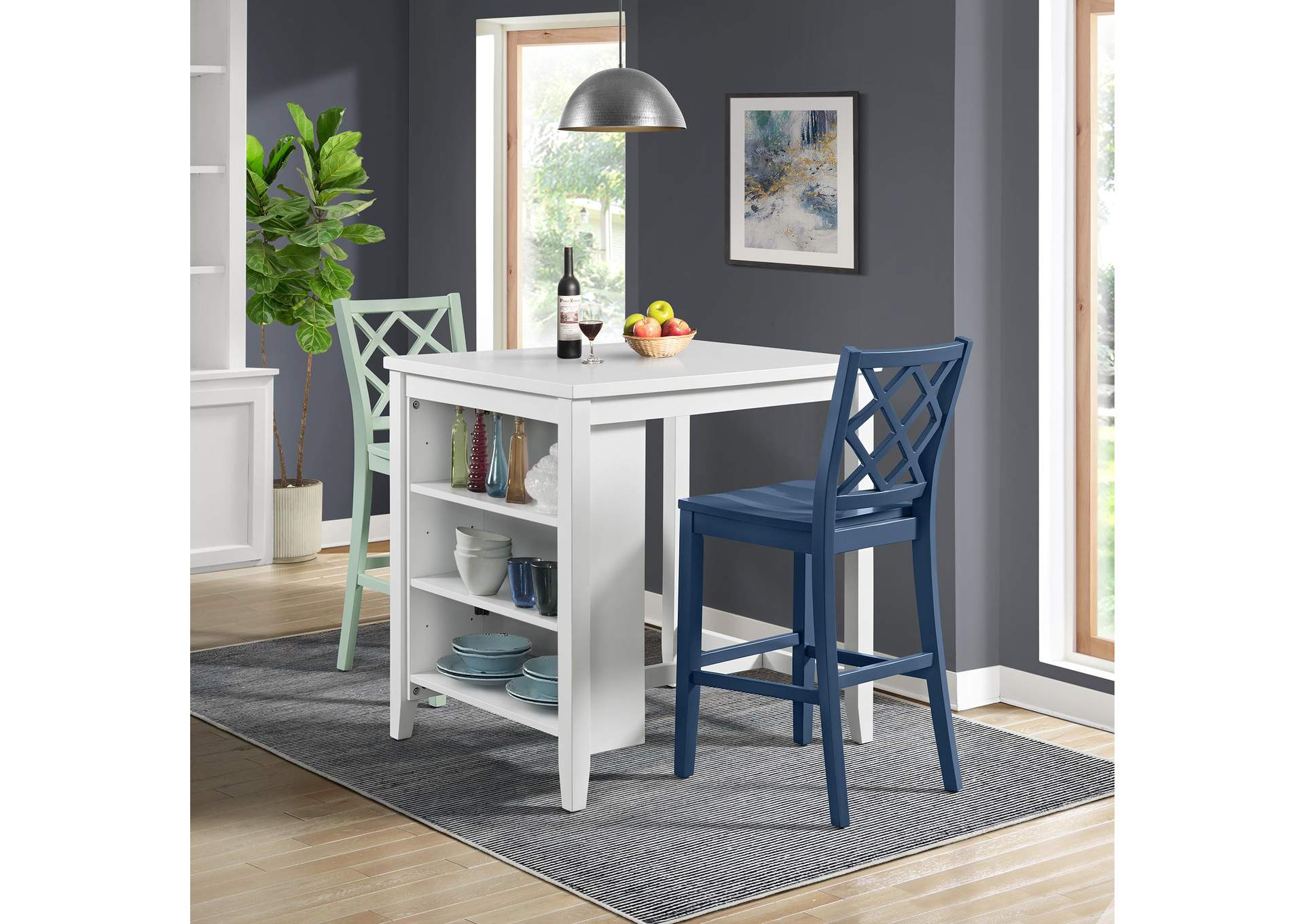 Kona Storage Counter Table With Shelving In White image 1