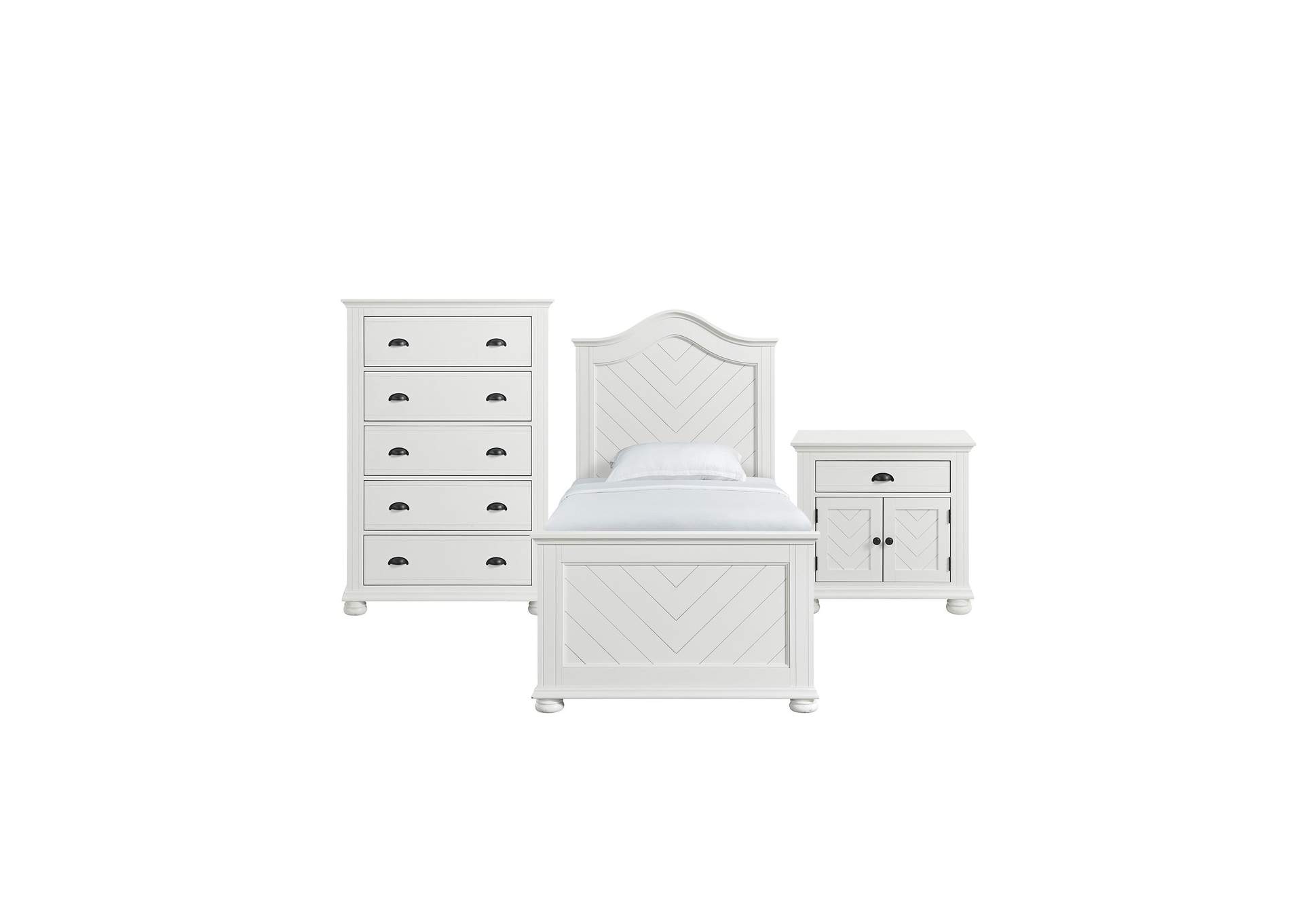 Kona Twin Panel 3 Piece Bedroom Set In White image 16