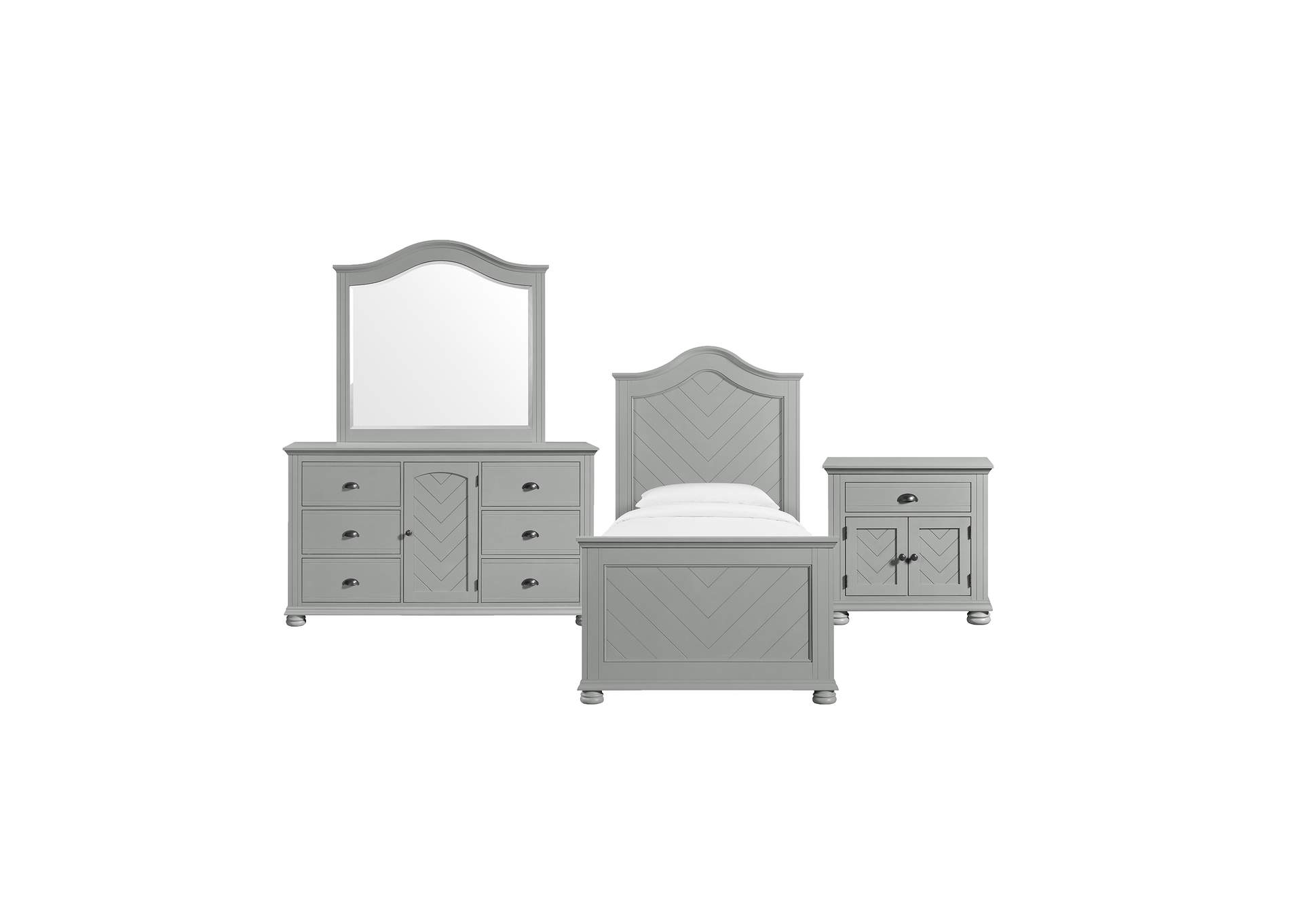 Kona Twin Panel 4 Piece Bedroom Set In Grey image 6