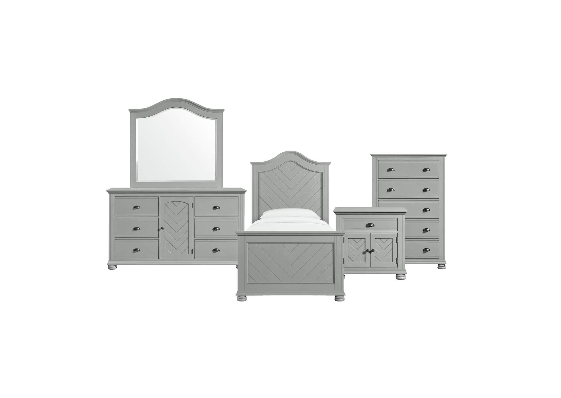 Kona Twin Panel 5 Piece Bedroom Set In Grey image 15