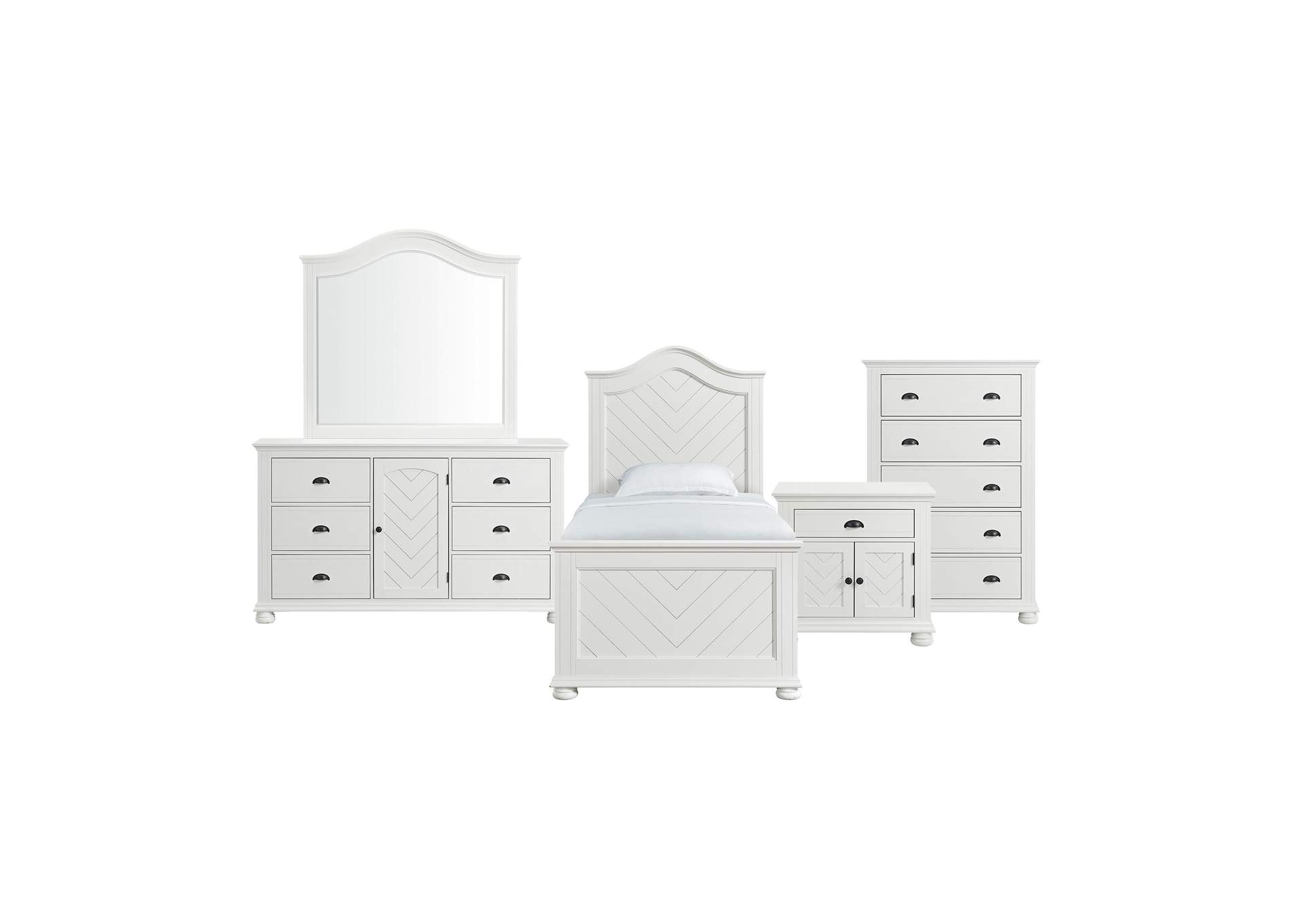 Kona Twin Panel 5 Piece Bedroom Set In White image 17