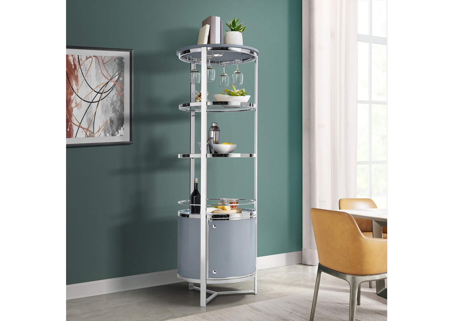 Lalia Wine Rack With Led In Grey image 1
