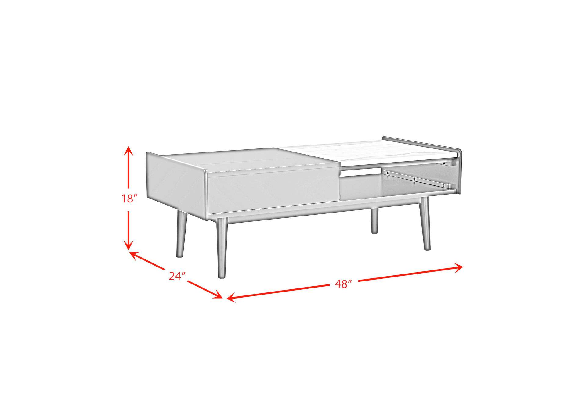 Lanette Coffee Table With White Marble And Lift - Top In Black image 5