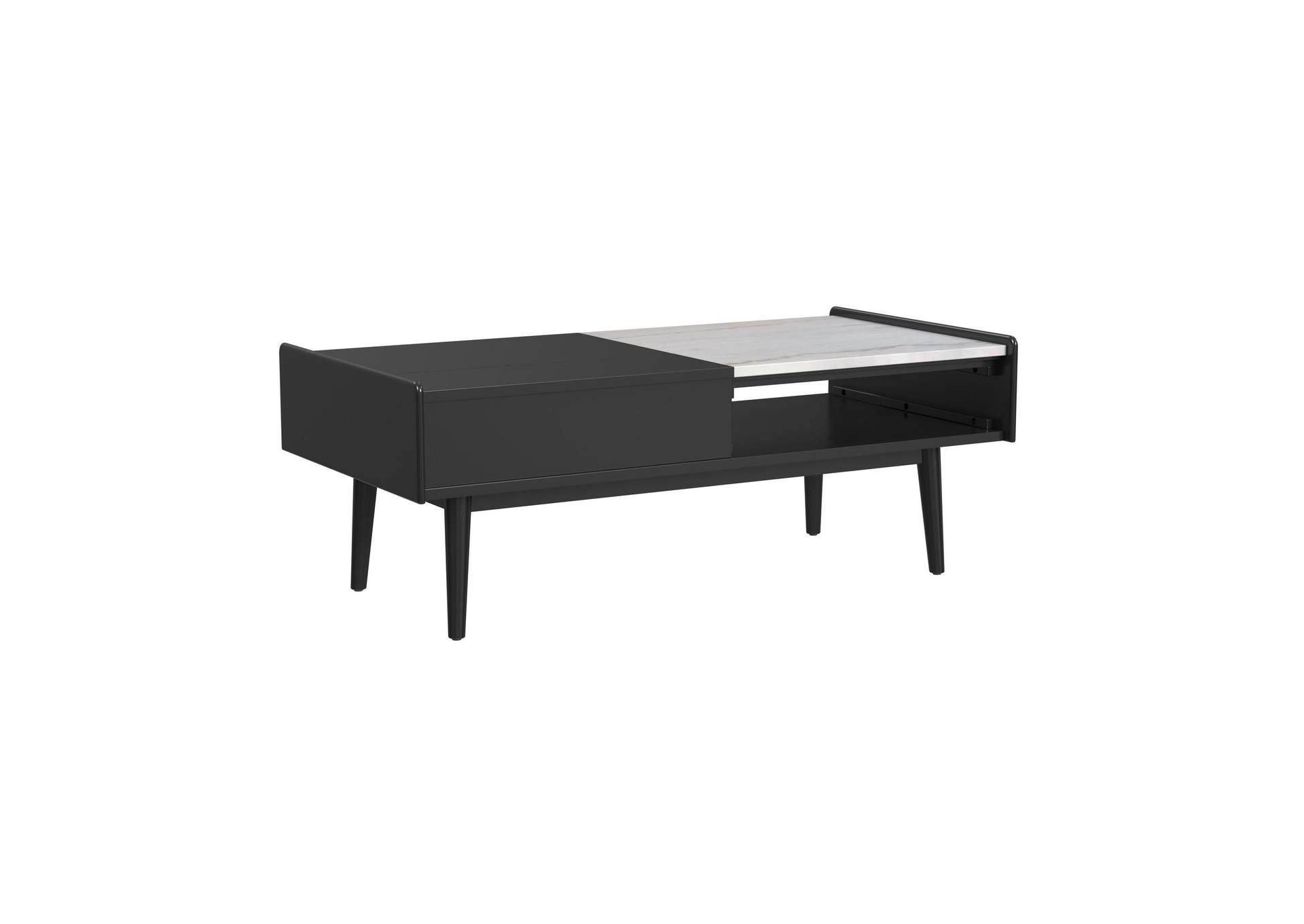 Lanette Coffee Table With White Marble And Lift - Top In Black image 6