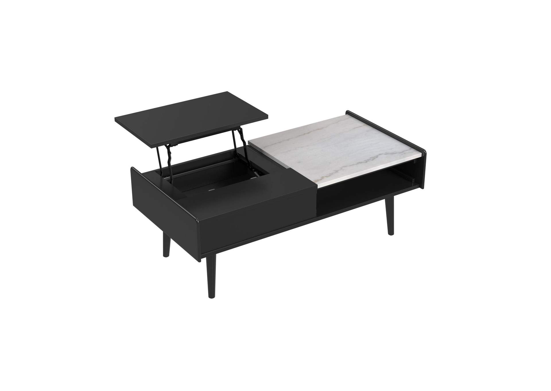 Lanette Coffee Table With White Marble And Lift - Top In Black image 7