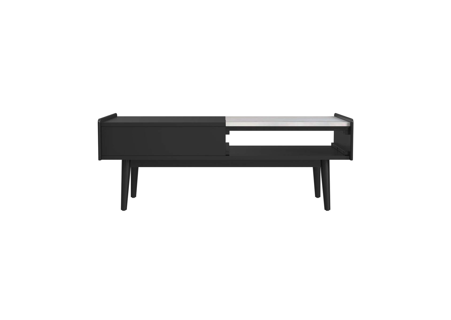 Lanette Coffee Table With White Marble And Lift - Top In Black image 8