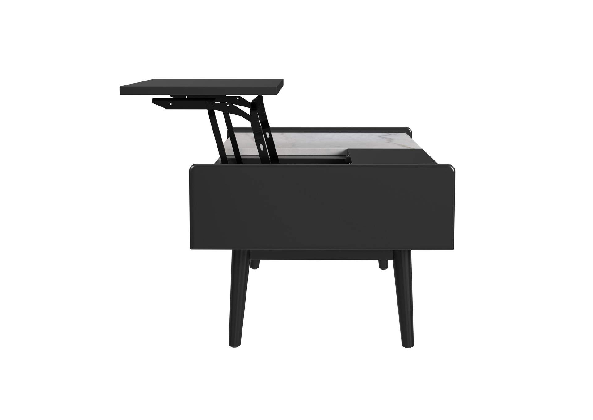 Lanette Coffee Table With White Marble And Lift - Top In Black image 9