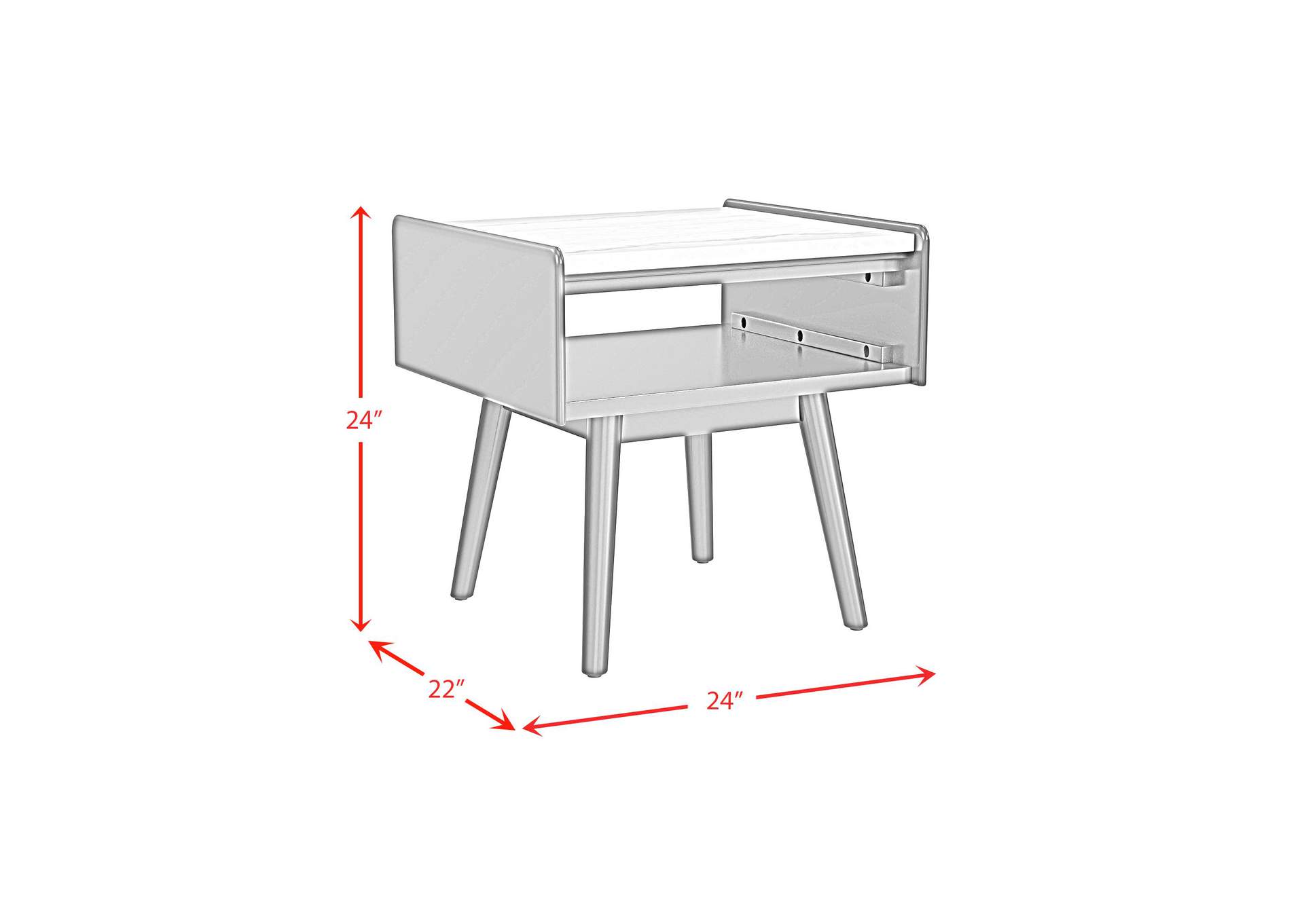 Lanette End Table With White Marble Top In Black image 5