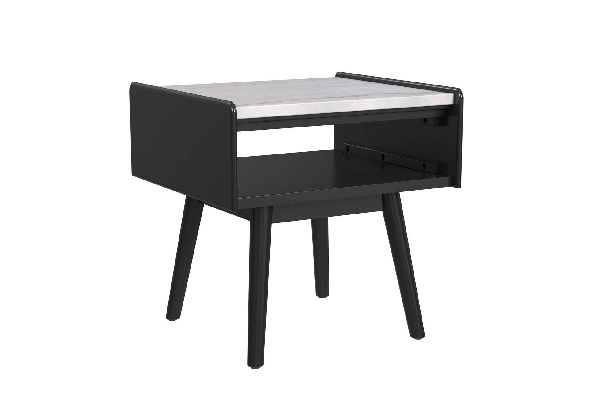 Lanette End Table With White Marble Top In Black image 6