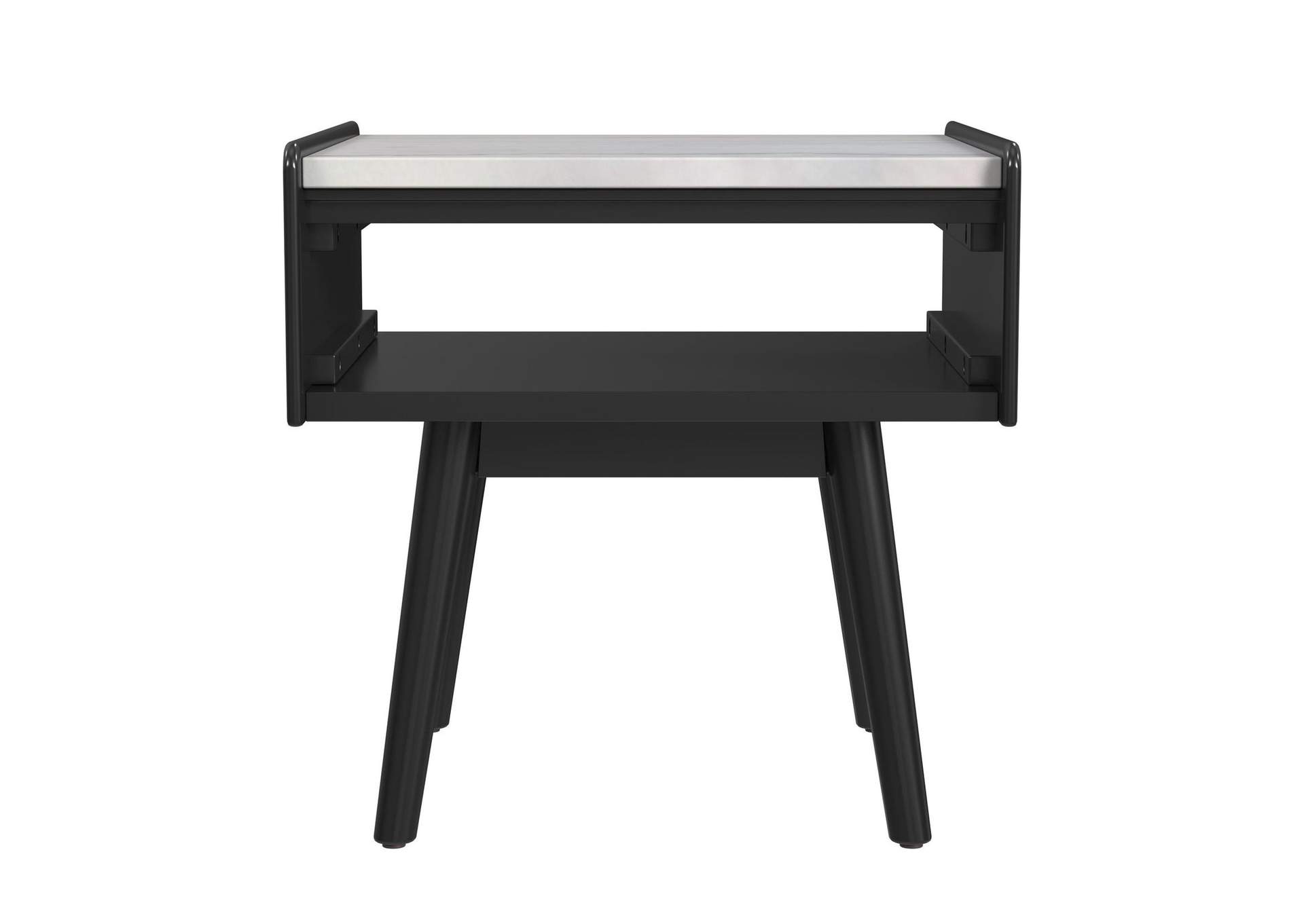 Lanette End Table With White Marble Top In Black image 7