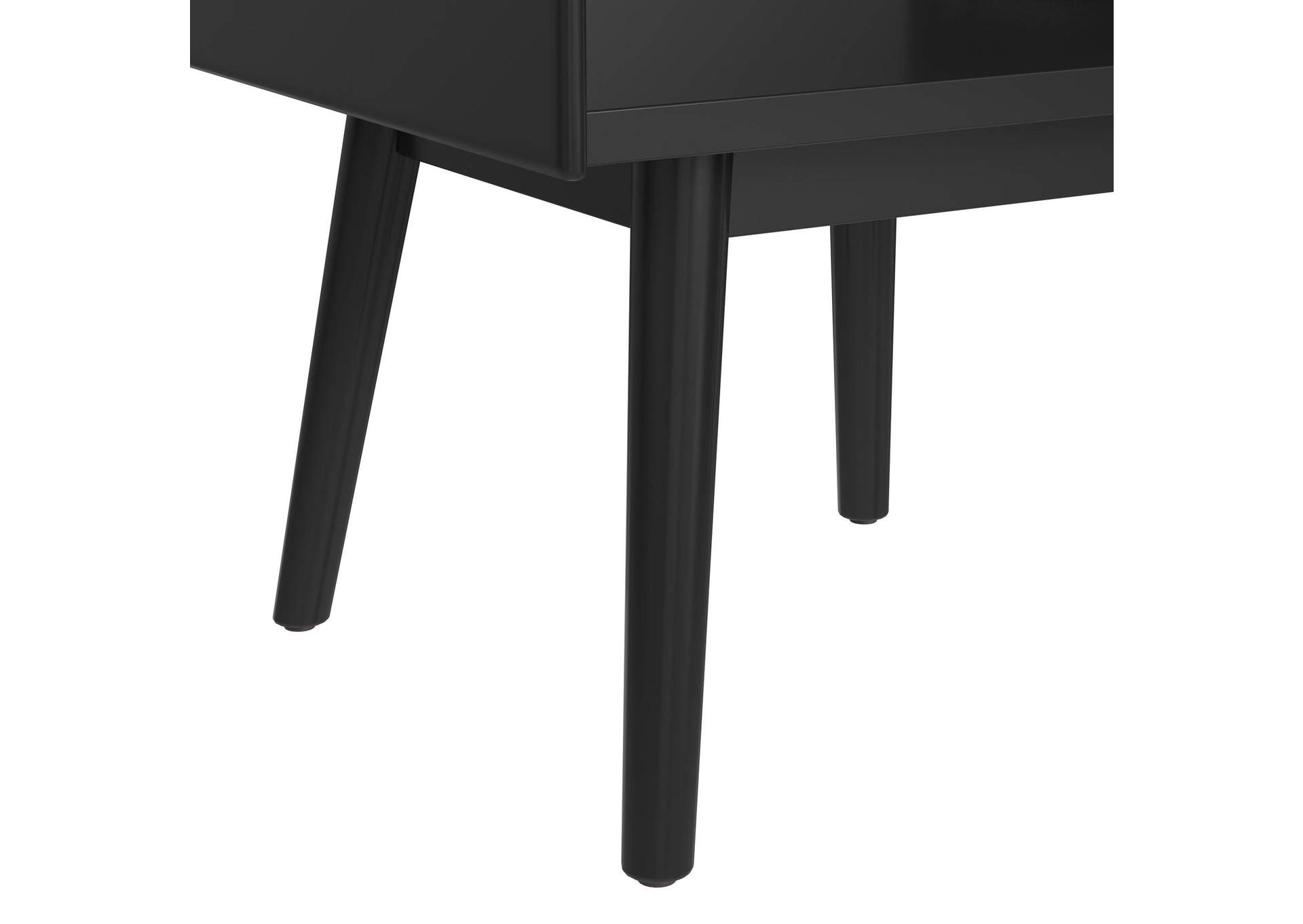 Lanette End Table With White Marble Top In Black image 4