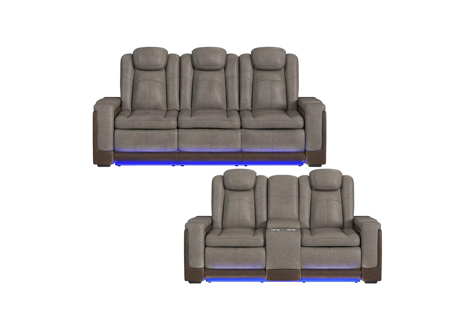 Lantana 2 Piece Living Room Set In Rocky Grey - Brown - Sofa Loveseat image 5