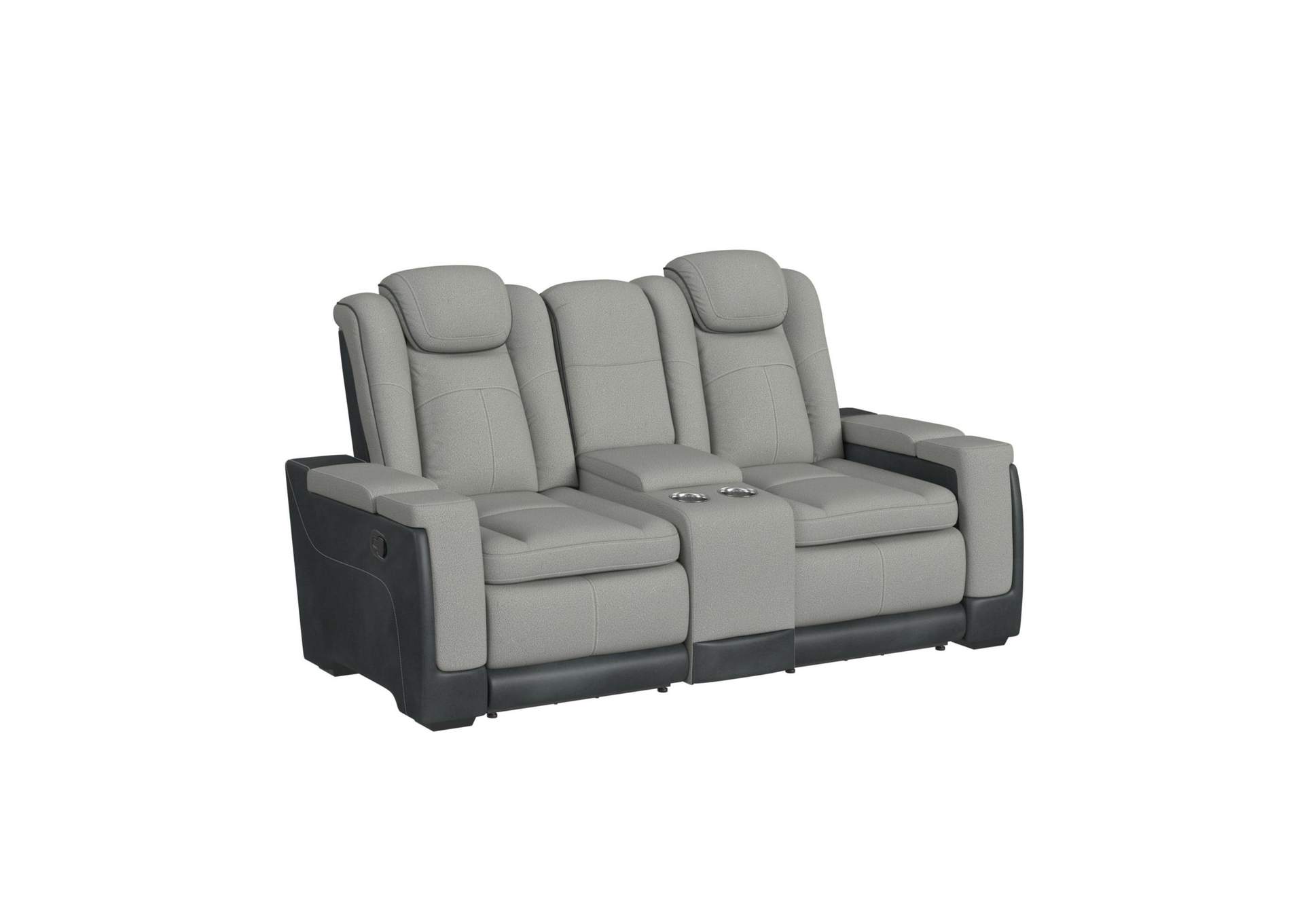 Lantana Motion Loveseat With Console In Rocky Cement - Charcoal image 3