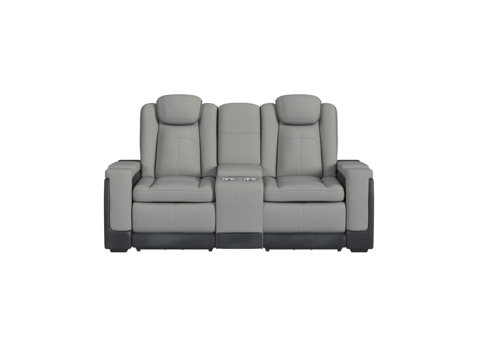 Lantana Motion Loveseat With Console In Rocky Cement - Charcoal image 4