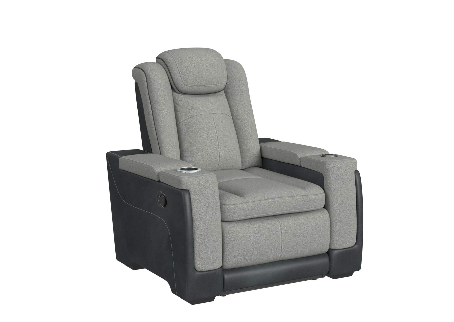 Lantana Motion Recliner With Wireless Charger And Cup Holder In Rocky Cement - Charcoal image 3
