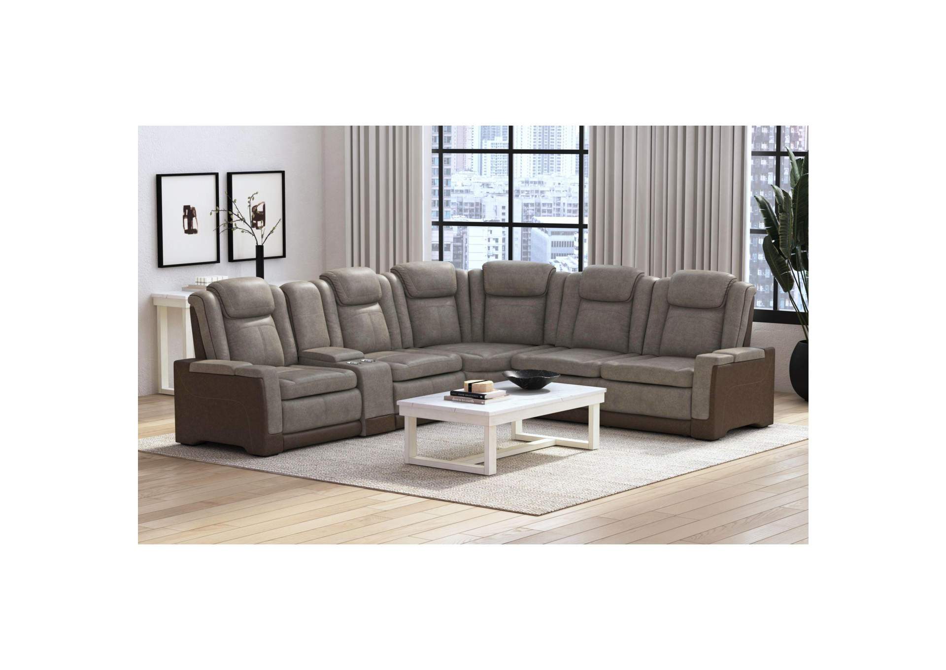 Lantana Left Hand Facing P2 Recliner In Rocky Grey - Brown image 1