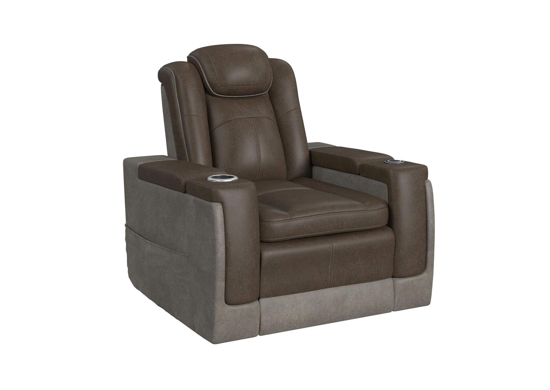 Lantana Power Motion Lift Chair With Wireless Charger And Cup Holder In Rocky Brown - Grey image 3