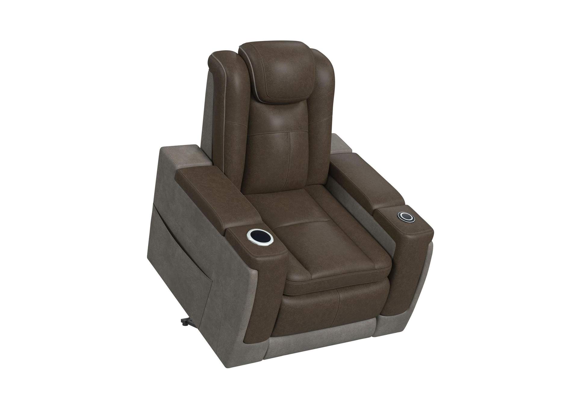 Lantana Power Motion Lift Chair With Wireless Charger And Cup Holder In Rocky Brown - Grey image 5