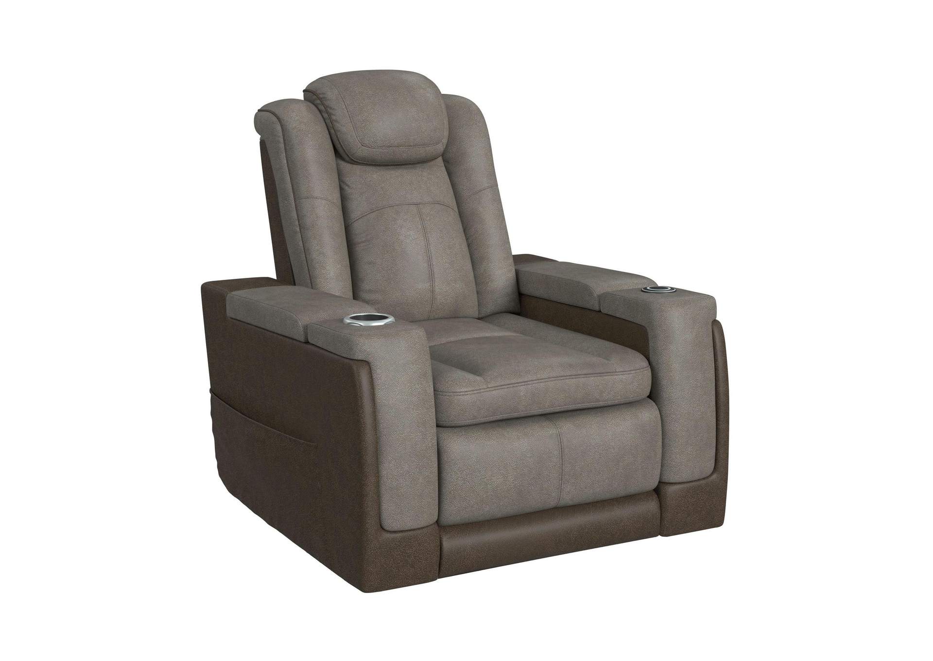 Lantana Power Motion Lift Chair With Wireless Charger And Cup Holder In Rocky Grey - Brown image 4