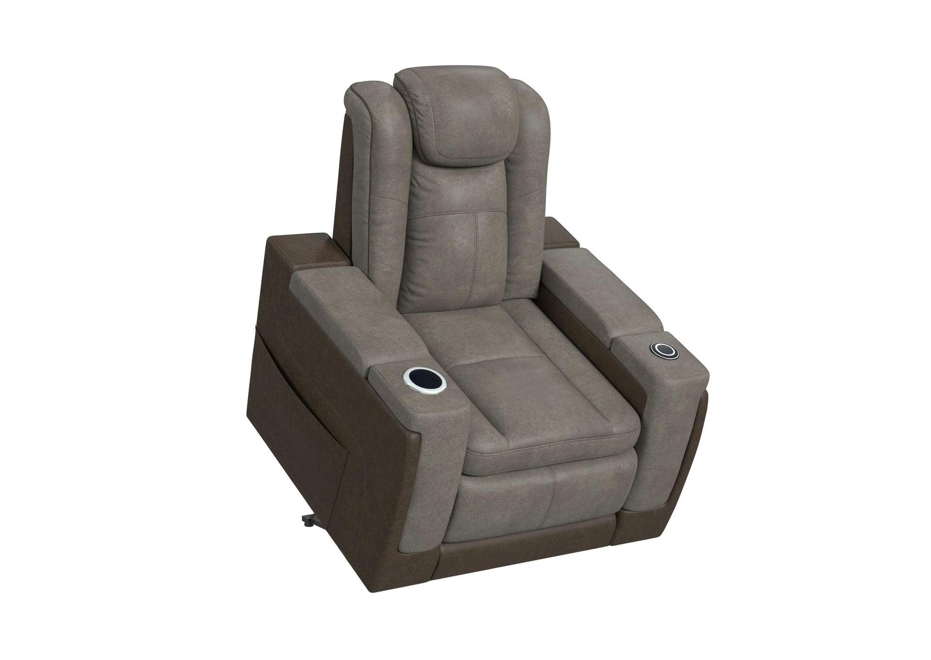 Lantana Power Motion Lift Chair With Wireless Charger And Cup Holder In Rocky Grey - Brown image 6