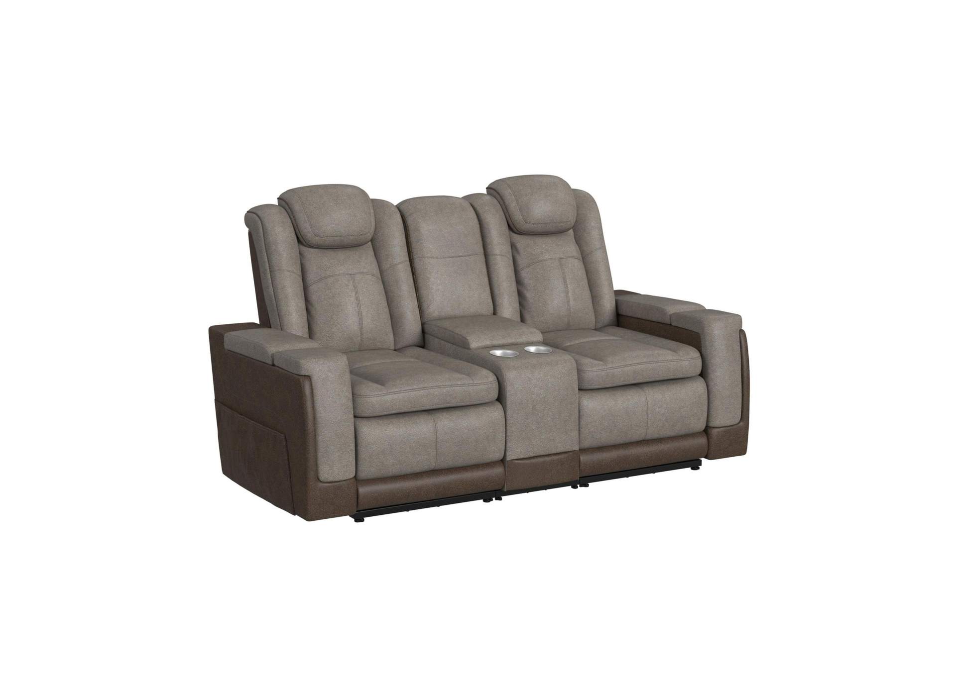 Lantana Power Motion Lift Loveseat With Console Cup Holder In Rocky Grey - Brown image 3