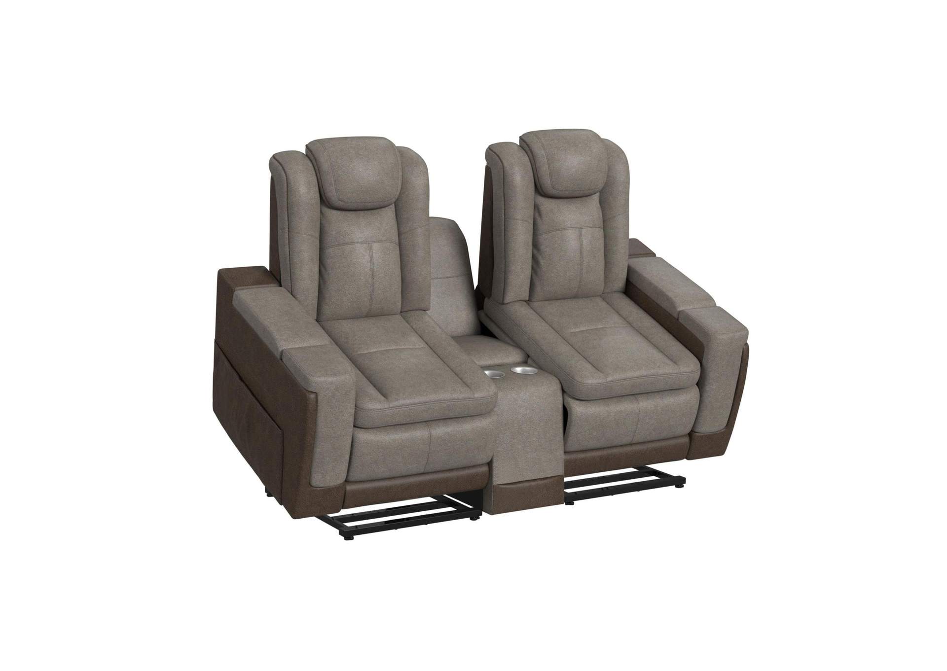 Lantana Power Motion Lift Loveseat With Console Cup Holder In Rocky Grey - Brown image 5