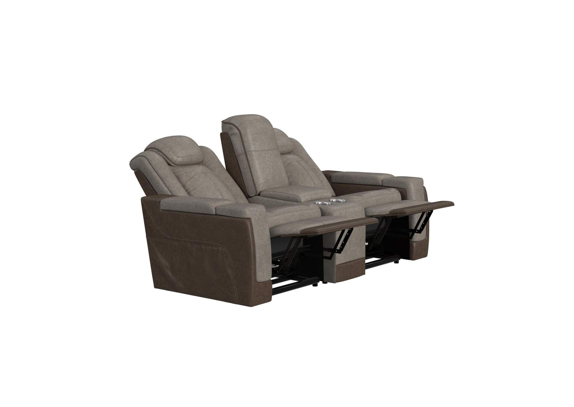 Lantana Power Motion Lift Loveseat With Console Cup Holder In Rocky Grey - Brown image 6