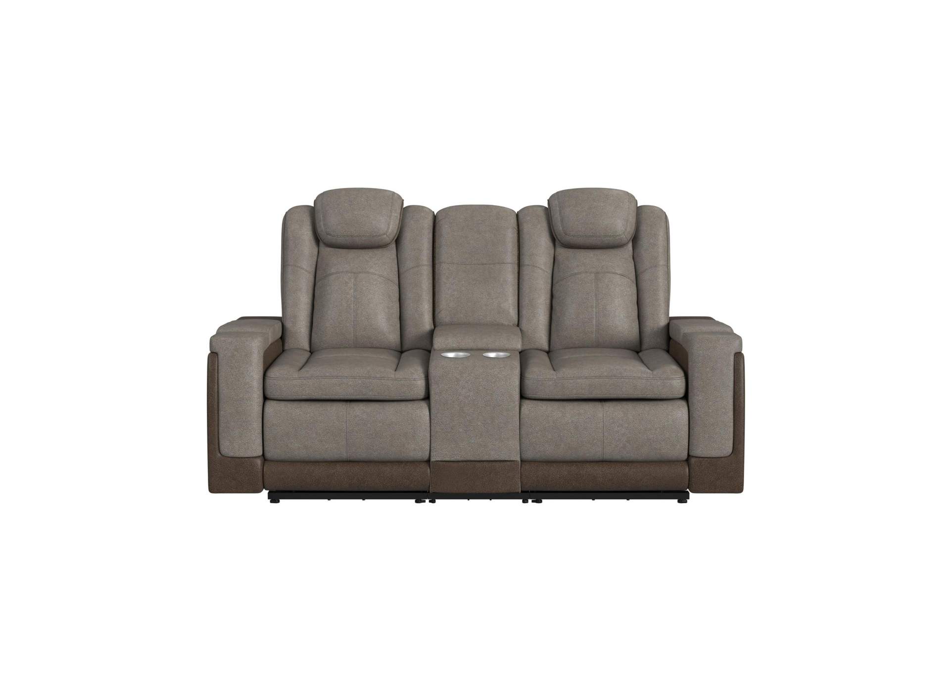 Lantana Power Motion Lift Loveseat With Console Cup Holder In Rocky Grey - Brown image 4