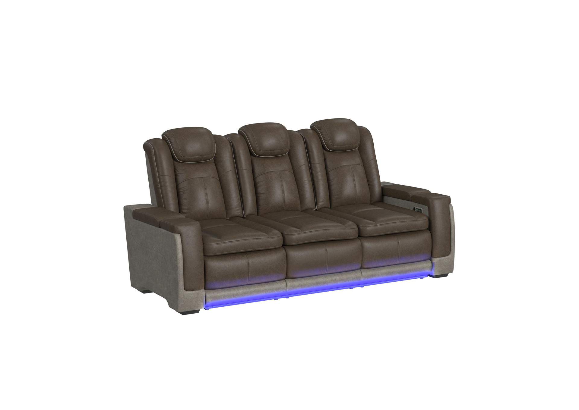 Lantana Power Motion Sofa With Power Headrest Led Ddt Reading Light And Pws In Rocky Brown - Grey