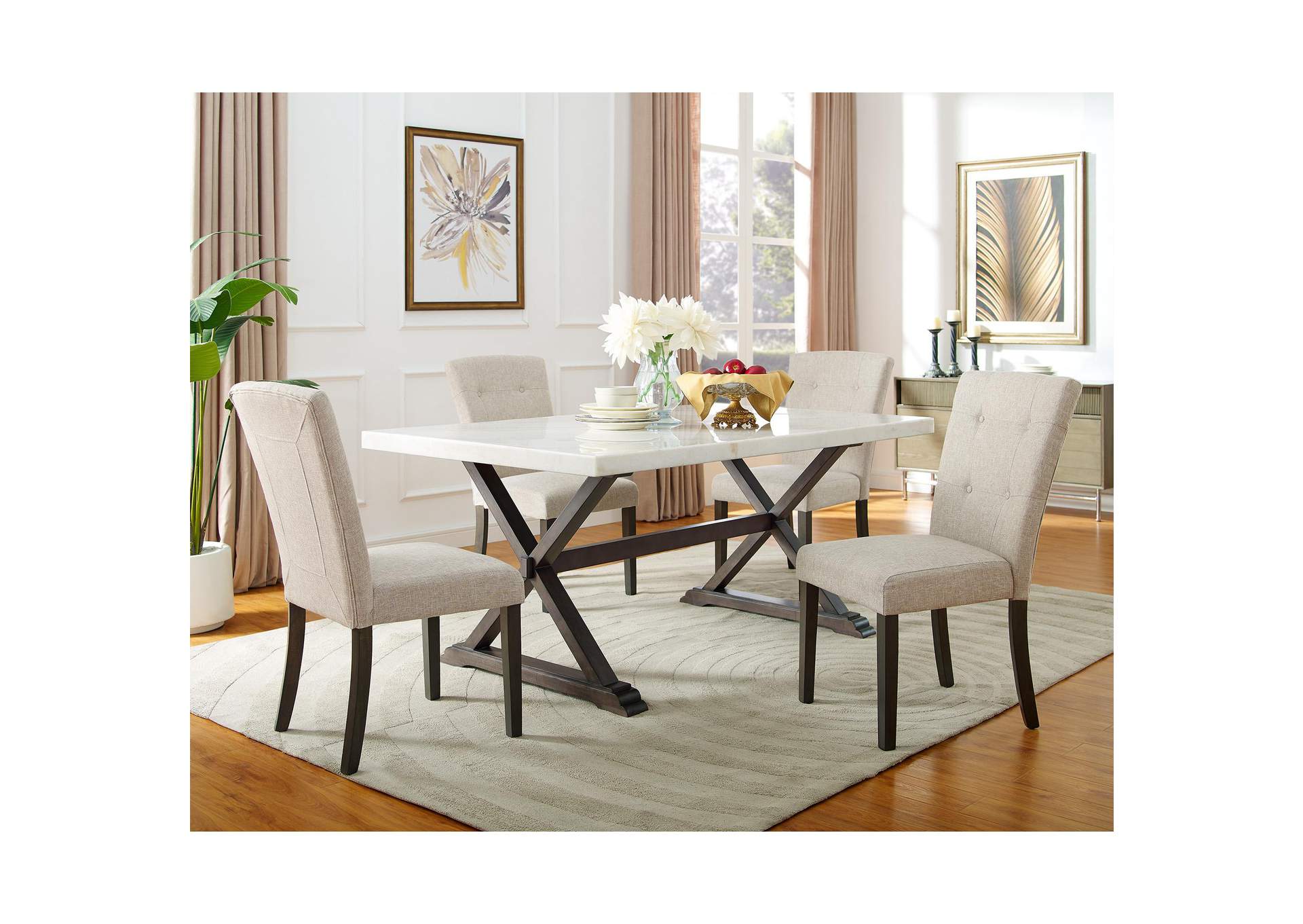 Lexi Tufted Fabric Side Chair In Beige 2 Per Pack image 1