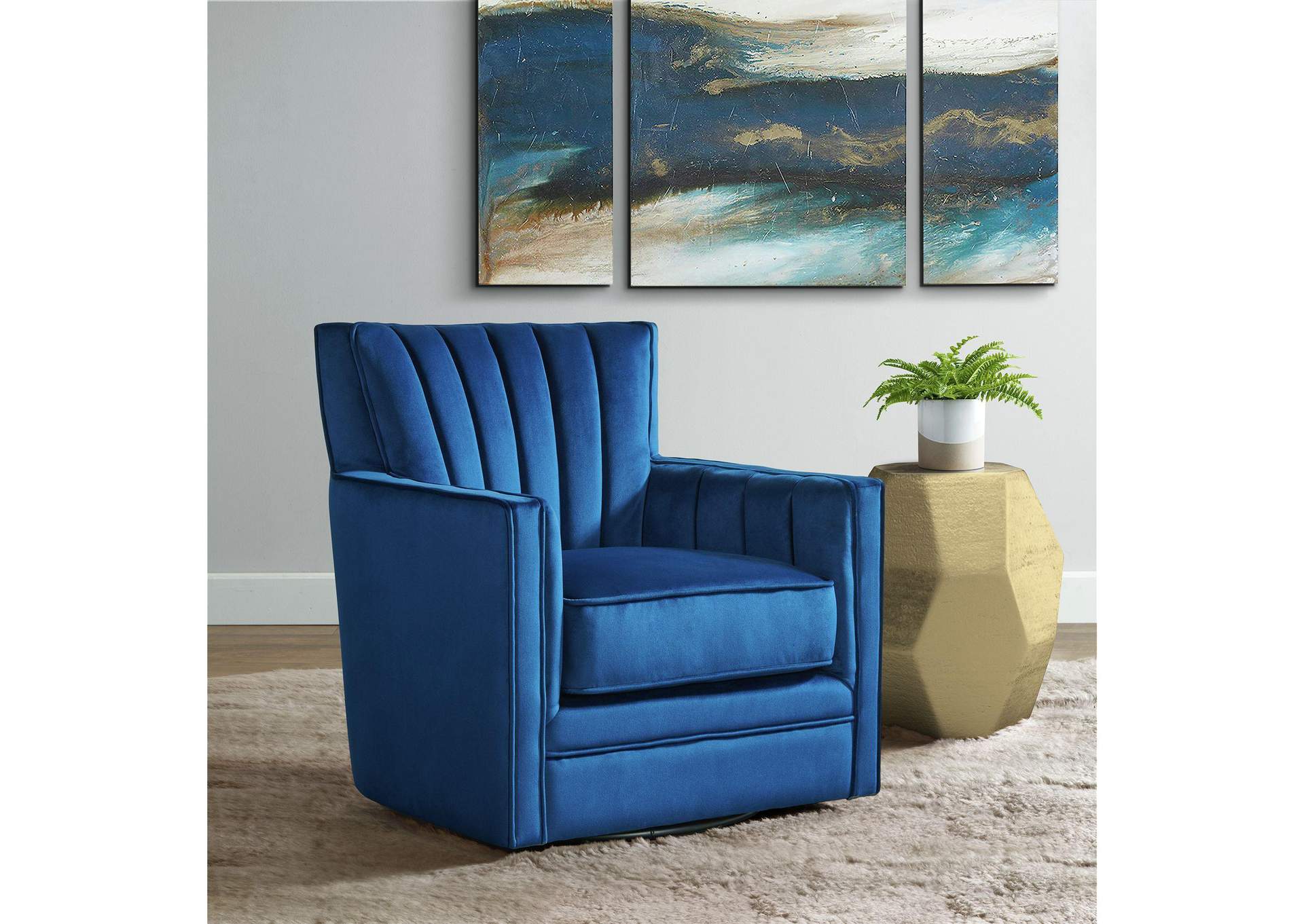 Loden Swivel Chair In Royale Cobalt image 1