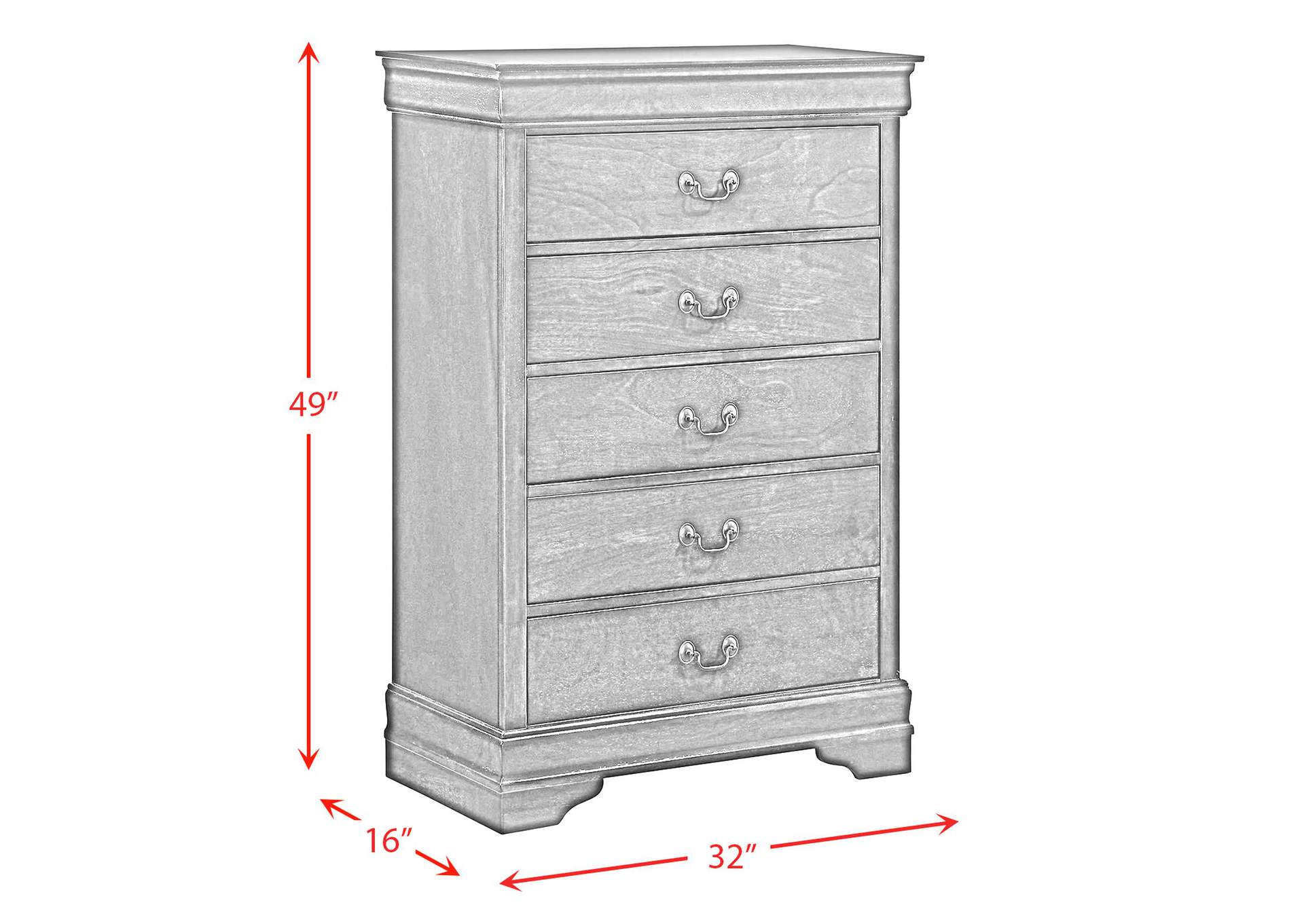 Louis Philippe 5 - Drawer Chest In Black image 9