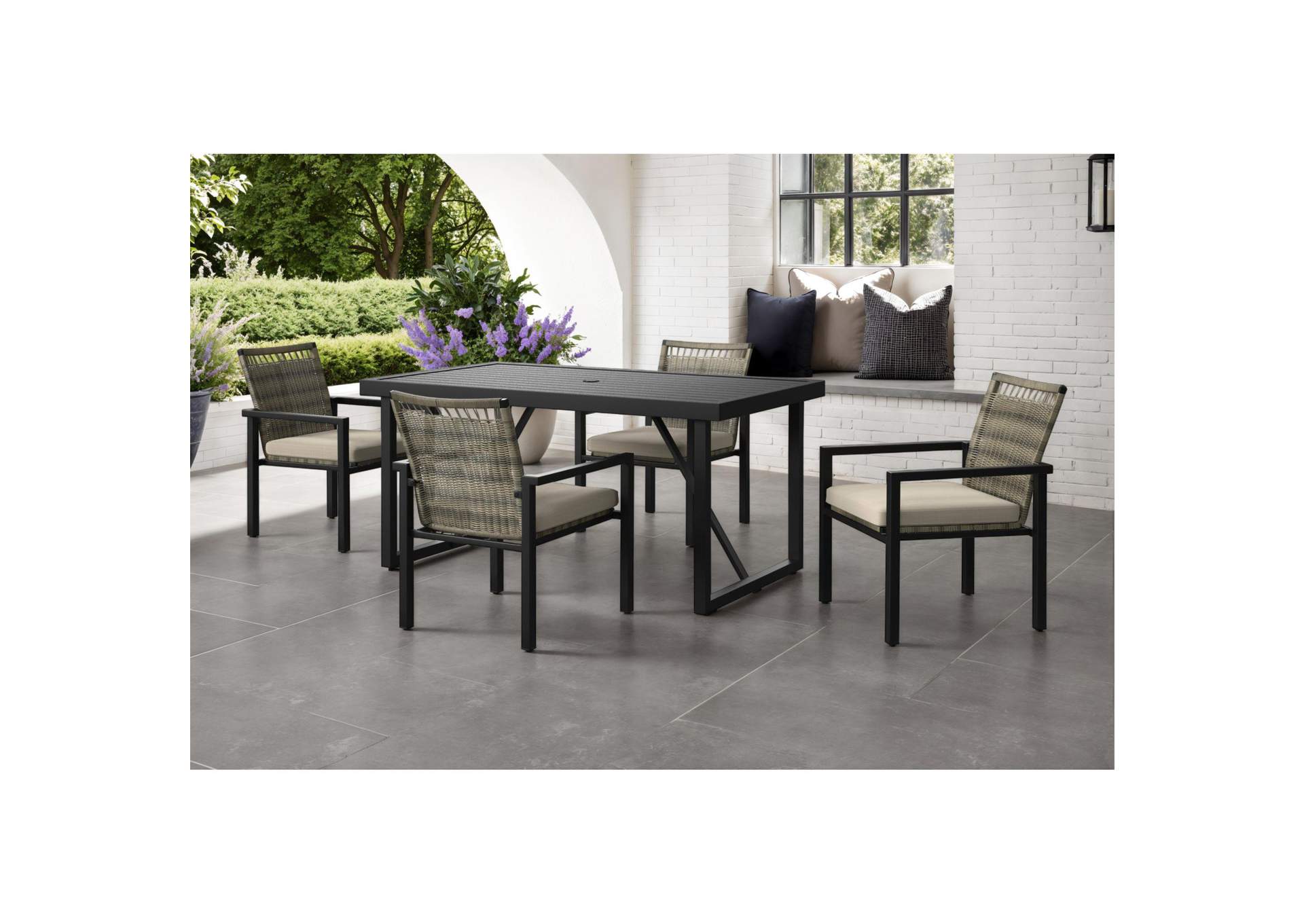 Luffy Dining Table With Parasol Hole In Black image 1