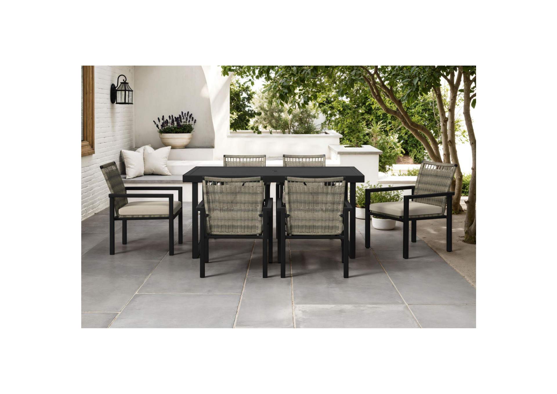 Luffy Dining Table With Parasol Hole In Black image 1