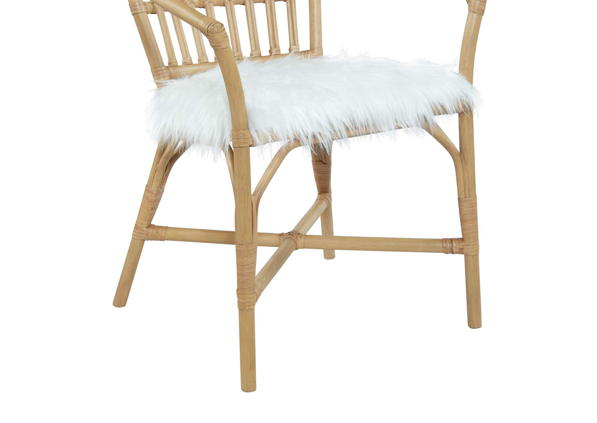 Madeline Arm Chair White Flokati In Antique Pine