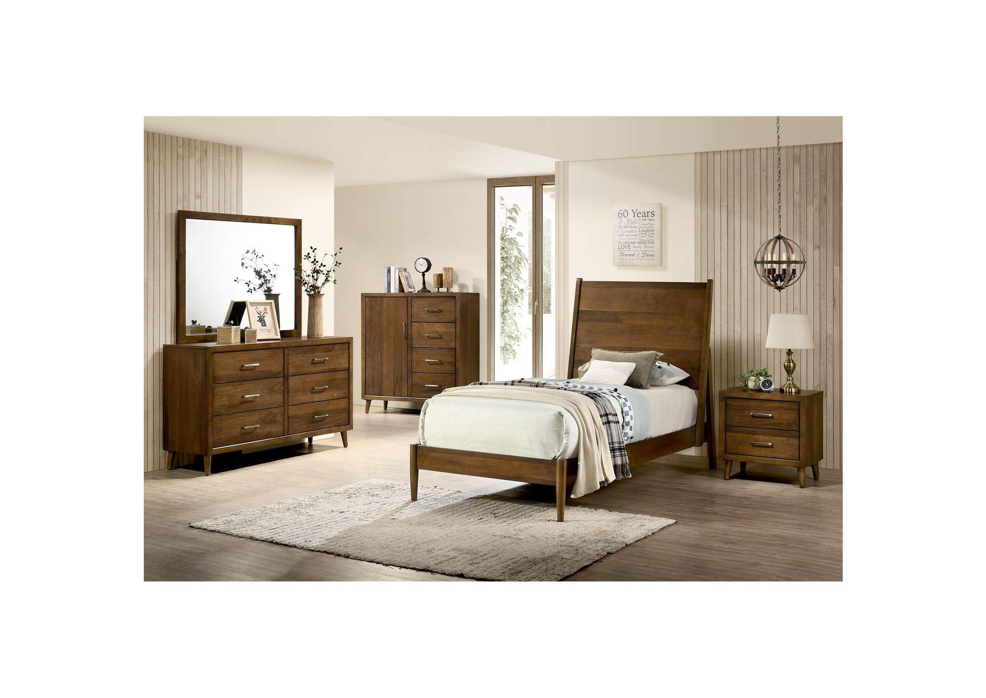 Malibu Twin Panel Bed In Walnut image 1