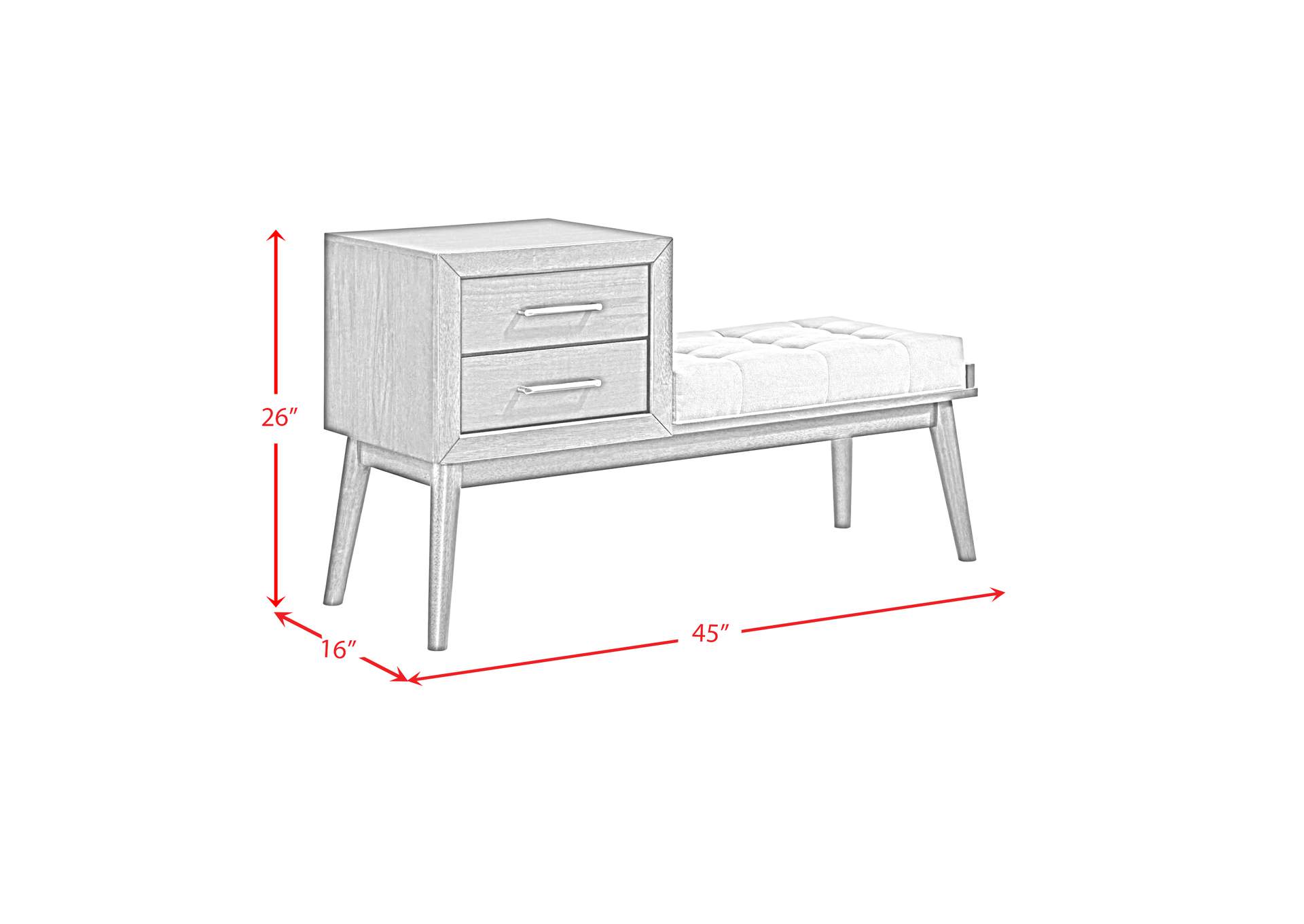Malibu Bench With Grey Fabric In Walnut image 9