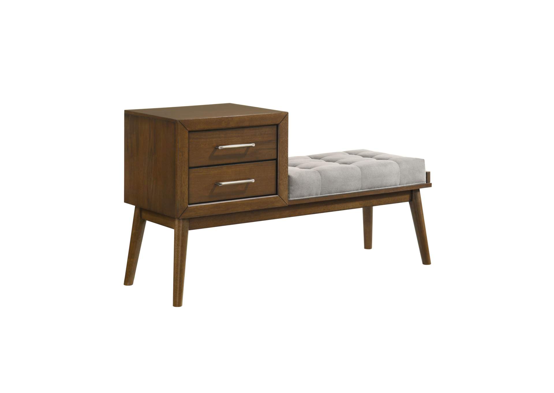 Malibu Bench With Grey Fabric In Walnut image 3