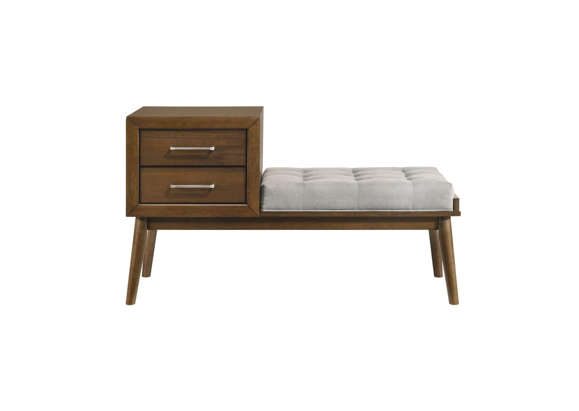 Malibu Bench With Grey Fabric In Walnut image 4