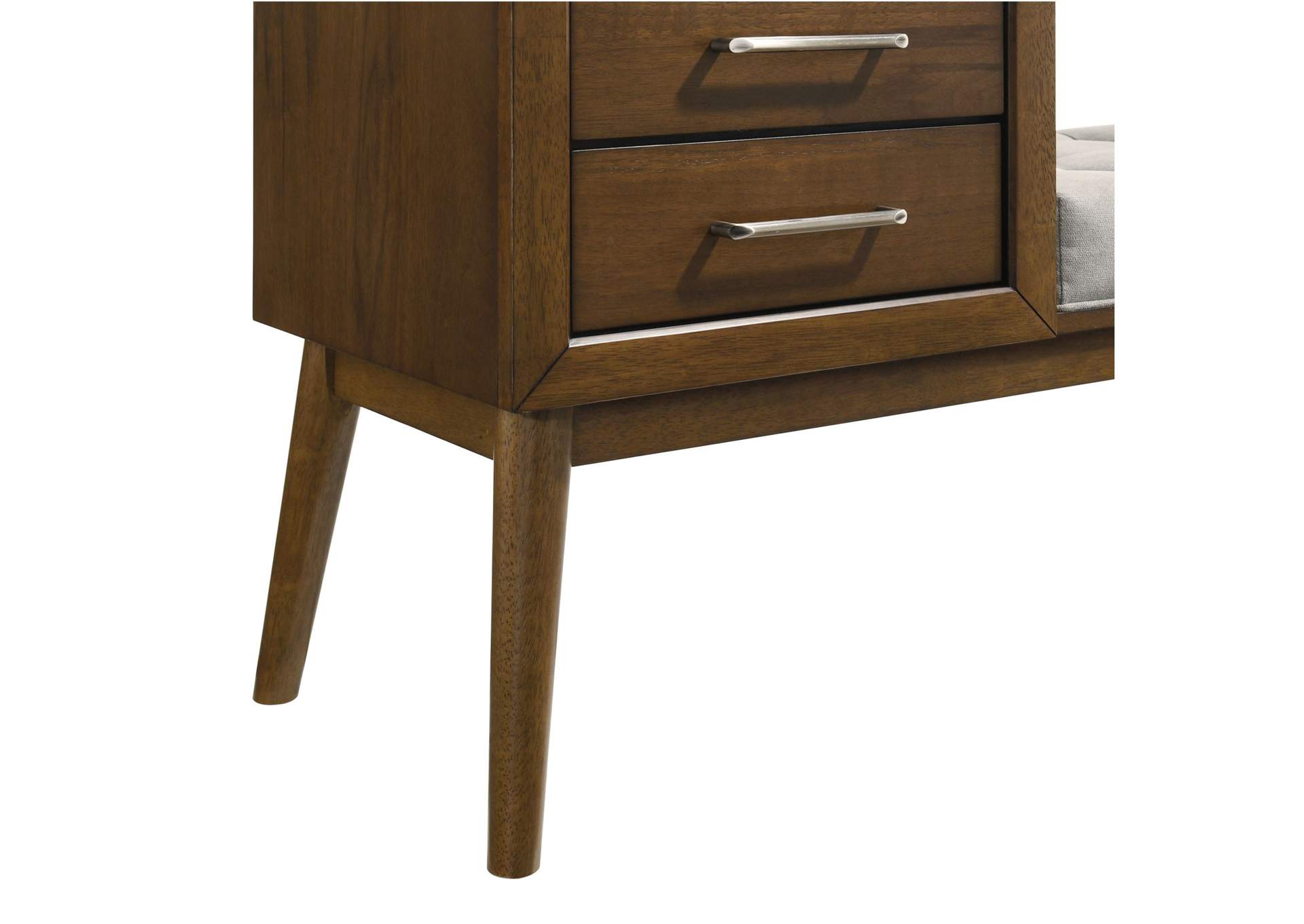 Malibu Bench With Grey Fabric In Walnut image 7