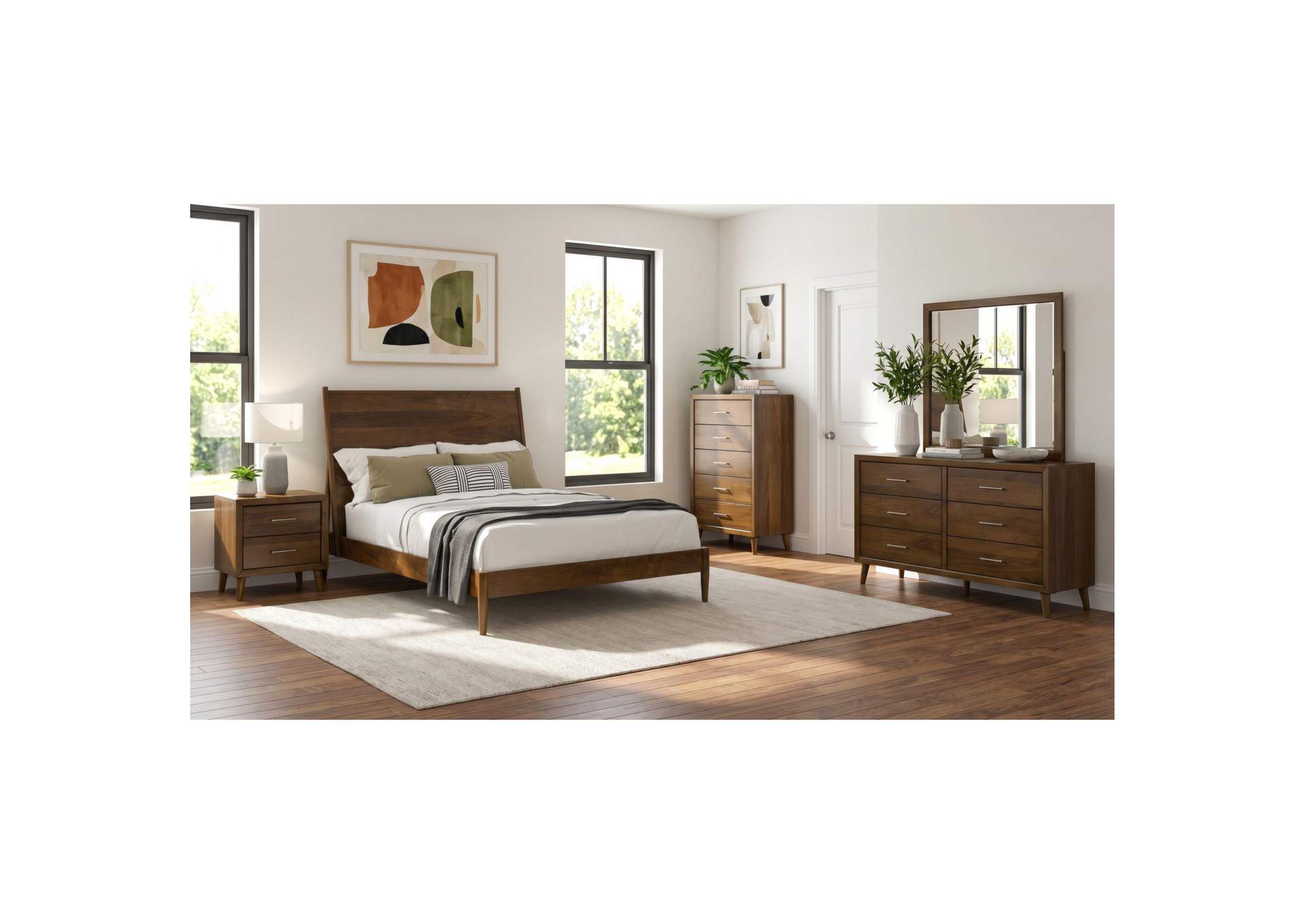 Malibu Queen Panel Bed In Walnut image 1