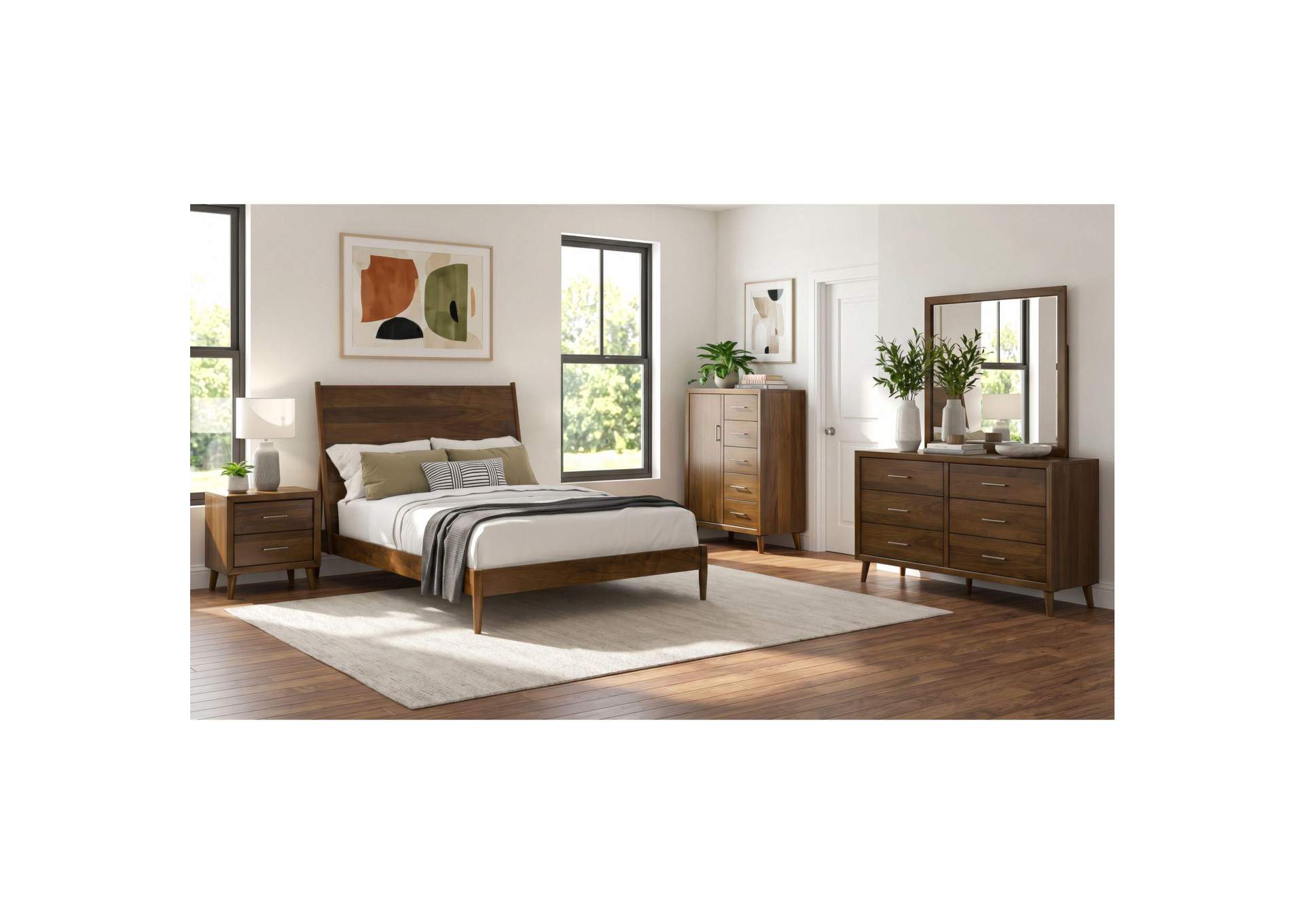 Malibu King Panel Bed In Walnut image 1