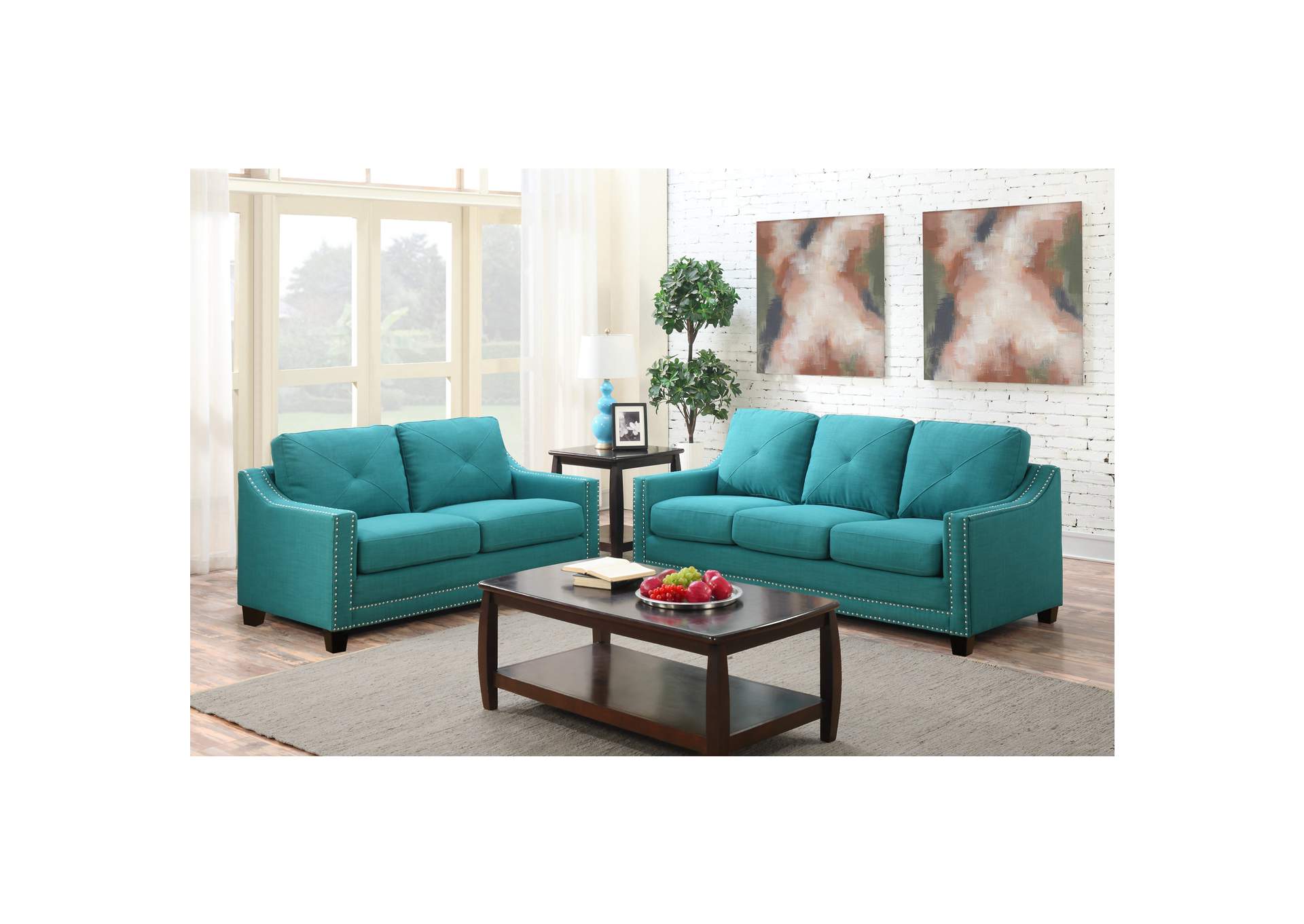Malone 6651 63 Loveseat Heirloom Teal image 1