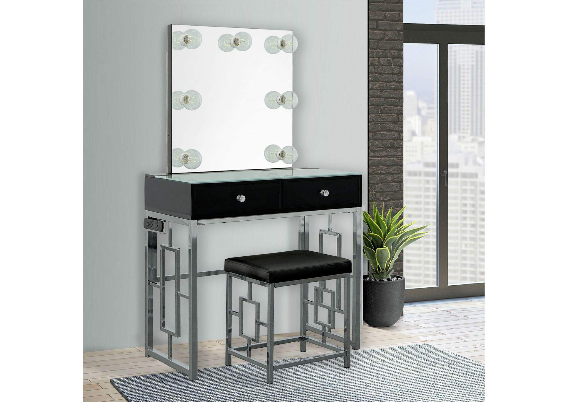 Margo Dressing Table With Power - Mirror - Stool Light image 1