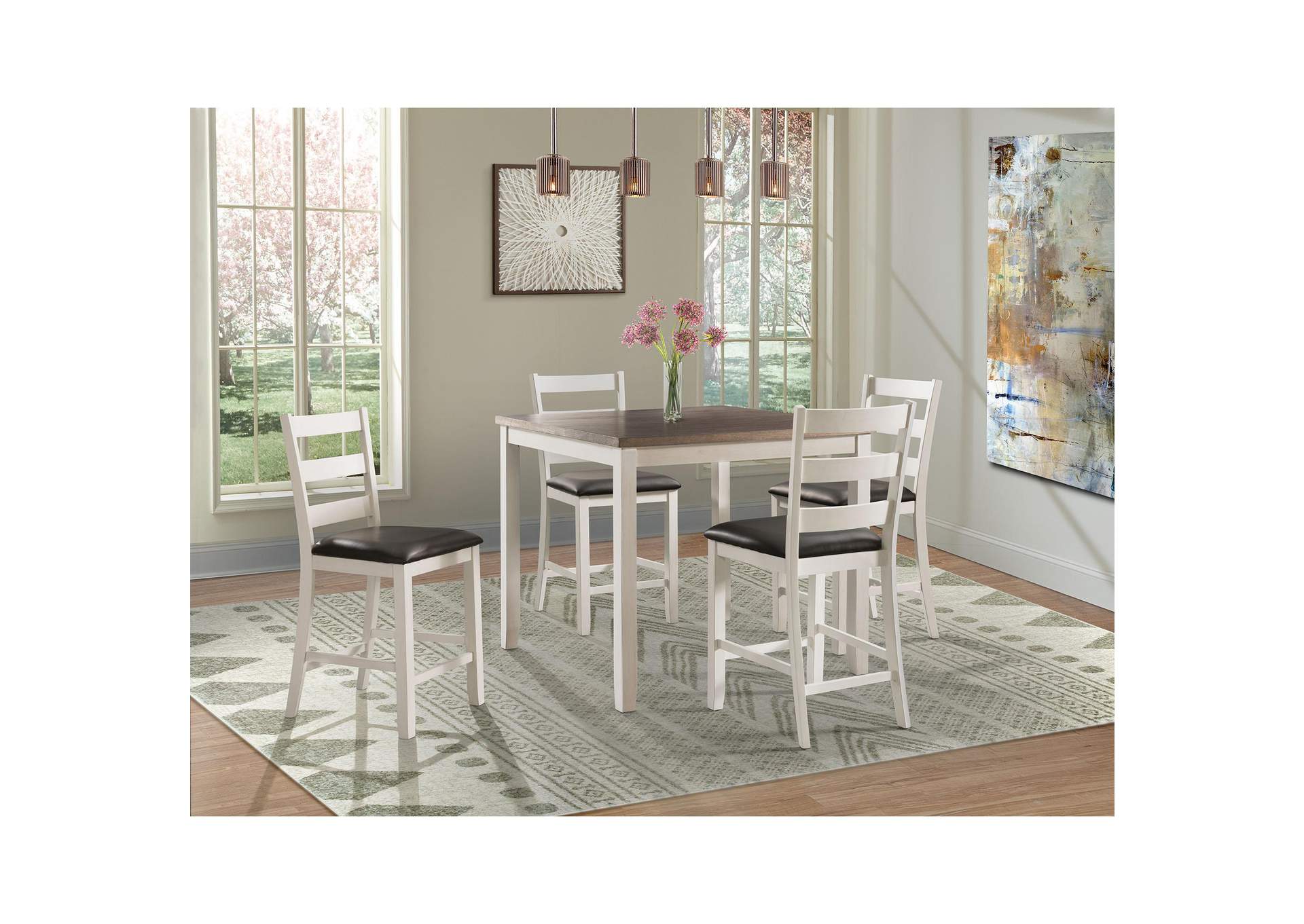 Martin Counter Side Chair With Black Pu - White Finish 2 Per Carton image 1