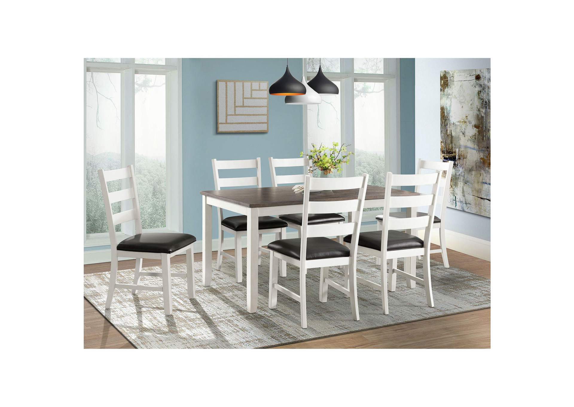 Martin Dining Side Chair With Black Pu - White Finish 2 Per Carton image 1