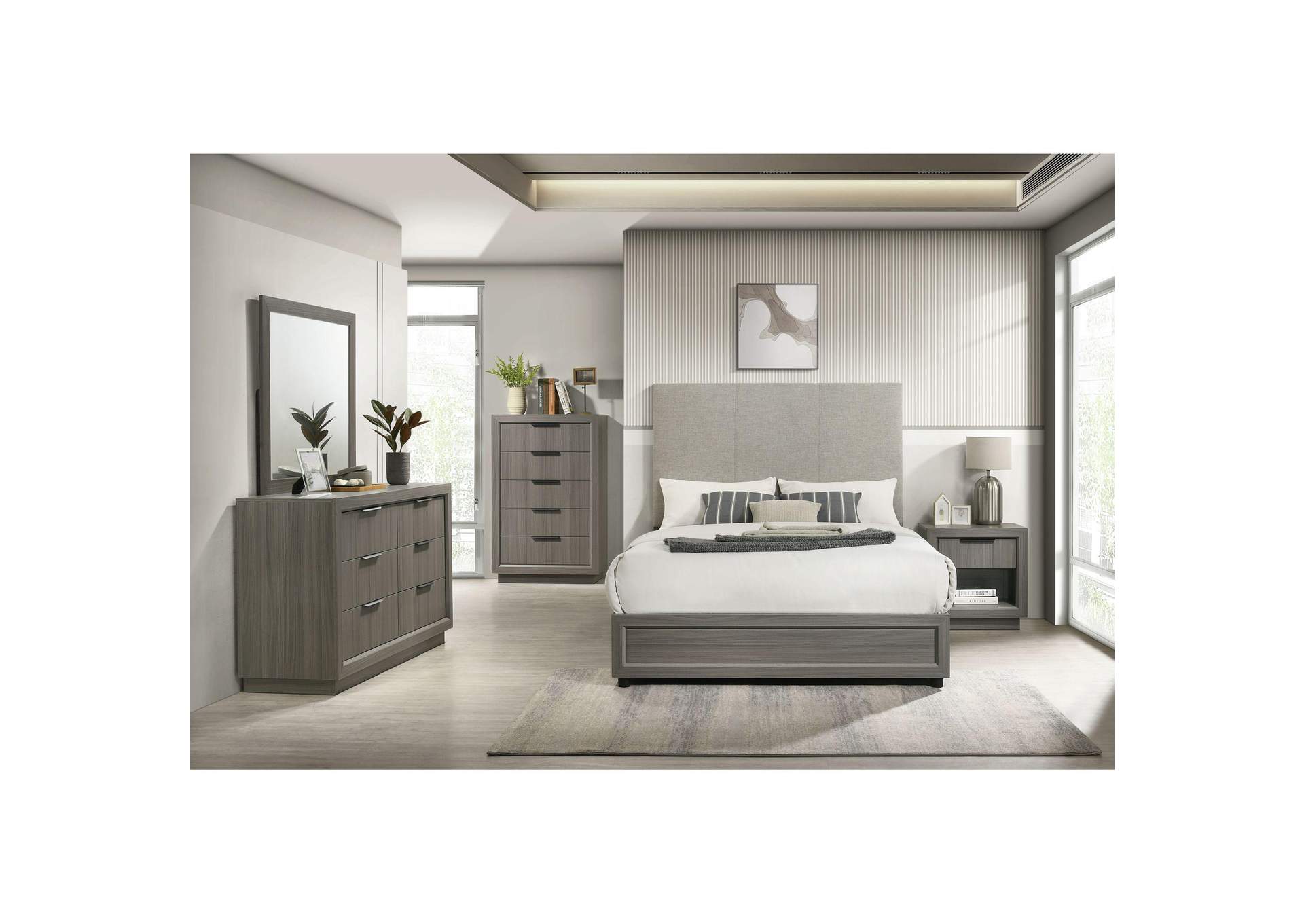 Martina Full Upholstery Bed With Palmer Smoke Fabric In Grey image 1